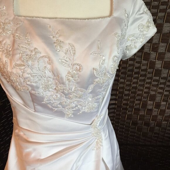 White Wedding Dress with Train Size 14 - Picture 4 of 15